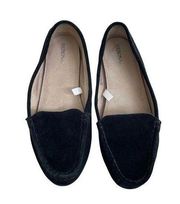 Women’s Black Suede Flats Slip on Shoes Size 8