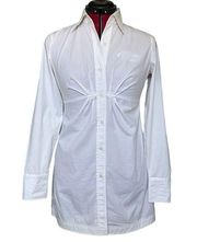 New York & Company Stretch White Buttondown Shirt Dress