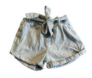 Wishlist Denium Stretch Tie Shorts Light Wash Boutique Trendy