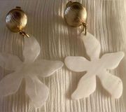 Gold & Frosted Flower Statement Earrings