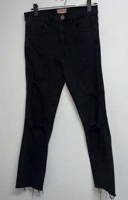 Show Me Your MuMu Soho Zip Up Skinnies Vintage Black Destructed Womens Size 28