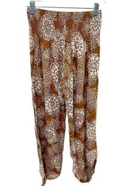 NWT Lotus & Luna Orange Tan White Harem Mandala Print Pants