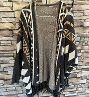 Charlotte Russe Tribal Print Fringe Cardigan Size S/M