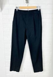 Classic Black Pleated Ankle Trouser Pants Size XS