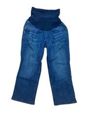 New Oh Baby Motherhood Maternity Capri Jeans Womens Med Dark Wash Over Belly