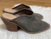 Mules Womens 9.5 Gray Suede Blaire Slip On Laser Cut