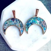 Abalone Crescent Earring Gold Jewelry Green Shell Beach Statement Half Moon NWT