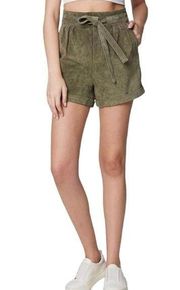 BLANKNYC Genuine Leather Olive Green Tie Front Paperbag Shorts Womens 30 NWT