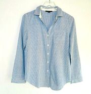 Lafayette 148 New York Seersucker Button Down Shirt Blouse Size S