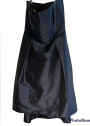 Alfred Sung High Low strapless midi dress in navy size 6