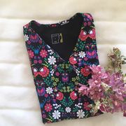 WonderWink Floral Colorful Scrub Top S