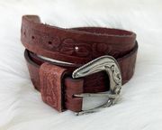 Vintage Brown Leather Made in USA Western Style Belt
