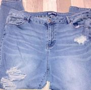 Indigo Fusion distressed jeans size 18