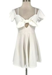 Privy Tie Front A-Line Mini Dress White Size Medium NWT