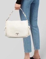 PRADA Vitello Daino Flap Shoulder Bag