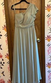 Morilee Sage Green One shoulder Bridesmaids Dress Size 12