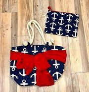 Mud Pie Beach Bag Tote bag Red White & Blue Nautical Anchors