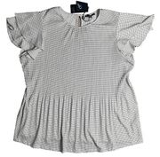 Adrianna Papell Pleated Knit Double Sleeve Blouse Top Polka Dot Plus Sz 1X  $69