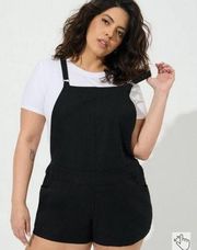 Torrid Shortall Plus Size 1x Solid Black Linen Blend Stretch 3.5" Inseam Casual