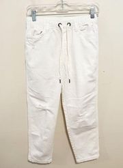 Aerie Drawstring Stretch Waist White Ankle Crop Pants