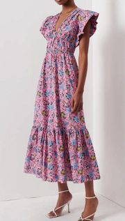 NEW $550 Derek Lam 10 Crosby Pink Floral Ruffle Midi Dress