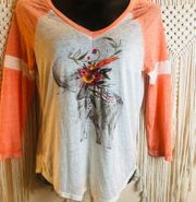 Almost Famous thin mock jersey with elephant graphic. Size Medium