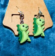 Ashin Jewels Green Dinosaur Retro Y2K Scene Fashion Handmade Dangly Earrings