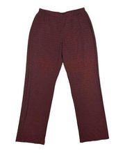 Chicos Design Size 2 L Wide Leg Pull On Pants Textured Stretch Burgundy USA Made