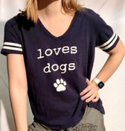 “Loves Dogs” Graphic V-Neck Tee