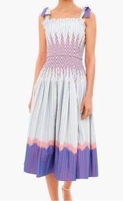 Hunter Bell Juliette Smocked self tie midi dress