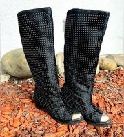 Giuseppe Zanotti black studded capped toe fur boots 39