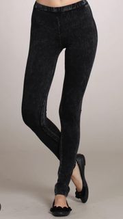 Black Gray Mineral Wash Comfy Leggings