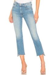 Mother Insider Crop Step Fray Jeans in Shoot To Thrill Denim