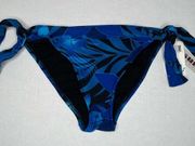 Sunsets Separates  Blue Tropical Print Soft Tie Bikini Bottom Small NWT