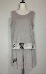 Niki Jon Linen Blend Gray Comfy Short Pajama Set