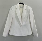 Le Suit Women’s Blazer White Size 10 One Button Businesses Casual Suit Jacket