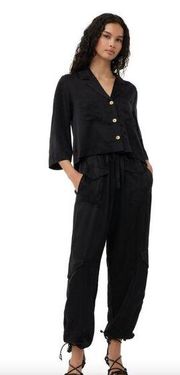 GANNI WASHED SATIN POCKET PANTS in Black EU Size 32 - US Size 0 New w/out Tags