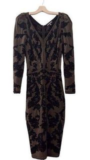 Zac Posen Knit Bodycon Midi Dress Printed Intarsia