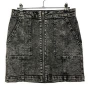 Material Girl Black Washed Denim Zip Front Utility Mini Skirt M