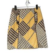 Maeve Yellow Multicolor Houndstooth Pencil Mini Skirt Women Sz 0