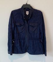 Navy Floral Eyelet Utility Jacket