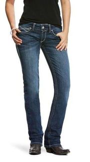 Ariat R.E.A.L. Mid Rise Stretch Straight Jeans Ivy Medium Wash Western Blue 30R