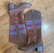 BC Because Music Is My Heartbeat Brown Leather Tall Boots Cowboy Southwest