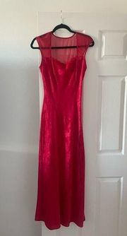 Vintage Victorias Secret Red Paisley Embossed Mesh Lace Nightgown Gown Med NWT