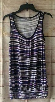 Pre Owned Daisy Fuentes Casual Festive Stripe Tank Top Sz Med