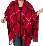 Jessica McClintock Red Plaid Cape Pancho