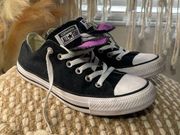 Converse  Black Double Tongue Purple Low Top Sneakers