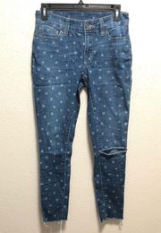 Time & Tru White Star Blue Skinny Jeans Women's size 4