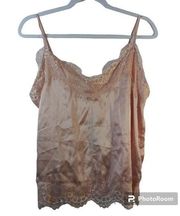 BOOHOO EYELASH LACE TRIM SATIN CAMI TOP BLUSH SIZE 10