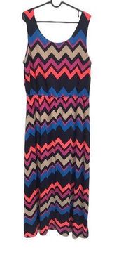 J for Justify Sleeveless Maxi Dress Multicolor Zig Zag Stripes Size 2X